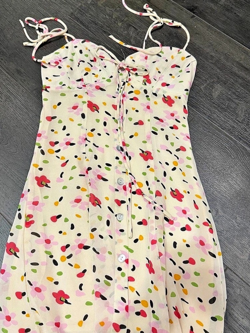 Princess Polly Floral Mini Dress in White & Pink Size Small Like New